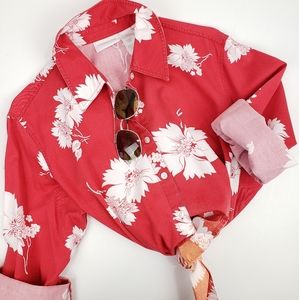 Vintage Bleached Floral Button Down Large